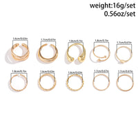 Thumbnail for Geometric Gold Plated Twisted Waterdrop Round Disk Ball Open Ring Set - ArtGalleryZen