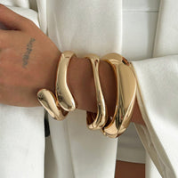 Thumbnail for Geometric Gold Silver Plated Curved Bangle Bracelet Set - ArtGalleryZen