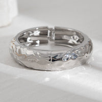 Thumbnail for Geometric Gold Silver Plated Glossy Textured Bangle Bracelet - ArtGalleryZen