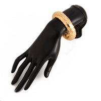 Thumbnail for Geometric Gold Silver Plated Glossy Textured Bangle Bracelet - ArtGalleryZen