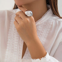 Thumbnail for Geometric Gold Silver Plated Half Ball Open Ring - ArtGalleryZen