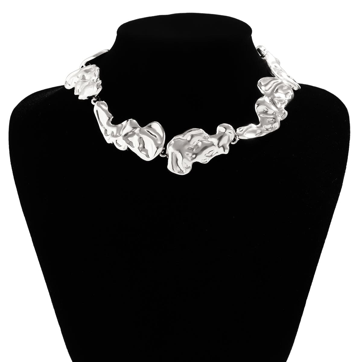 Geometric Gold Silver Plated Irregular Lava Choker Necklace - ArtGalleryZen