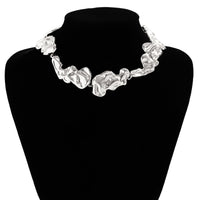 Thumbnail for Geometric Gold Silver Plated Irregular Lava Choker Necklace - ArtGalleryZen
