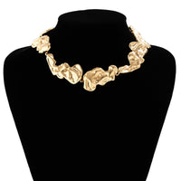 Thumbnail for Geometric Gold Silver Plated Irregular Lava Choker Necklace - ArtGalleryZen