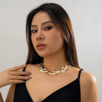 Thumbnail for Geometric Gold Silver Plated Irregular Lava Choker Necklace - ArtGalleryZen