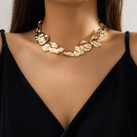 Thumbnail for Geometric Gold Silver Plated Irregular Lava Choker Necklace - ArtGalleryZen
