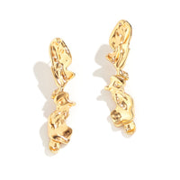 Thumbnail for Geometric Gold Silver Plated Irregular Lava Earrings - ArtGalleryZen