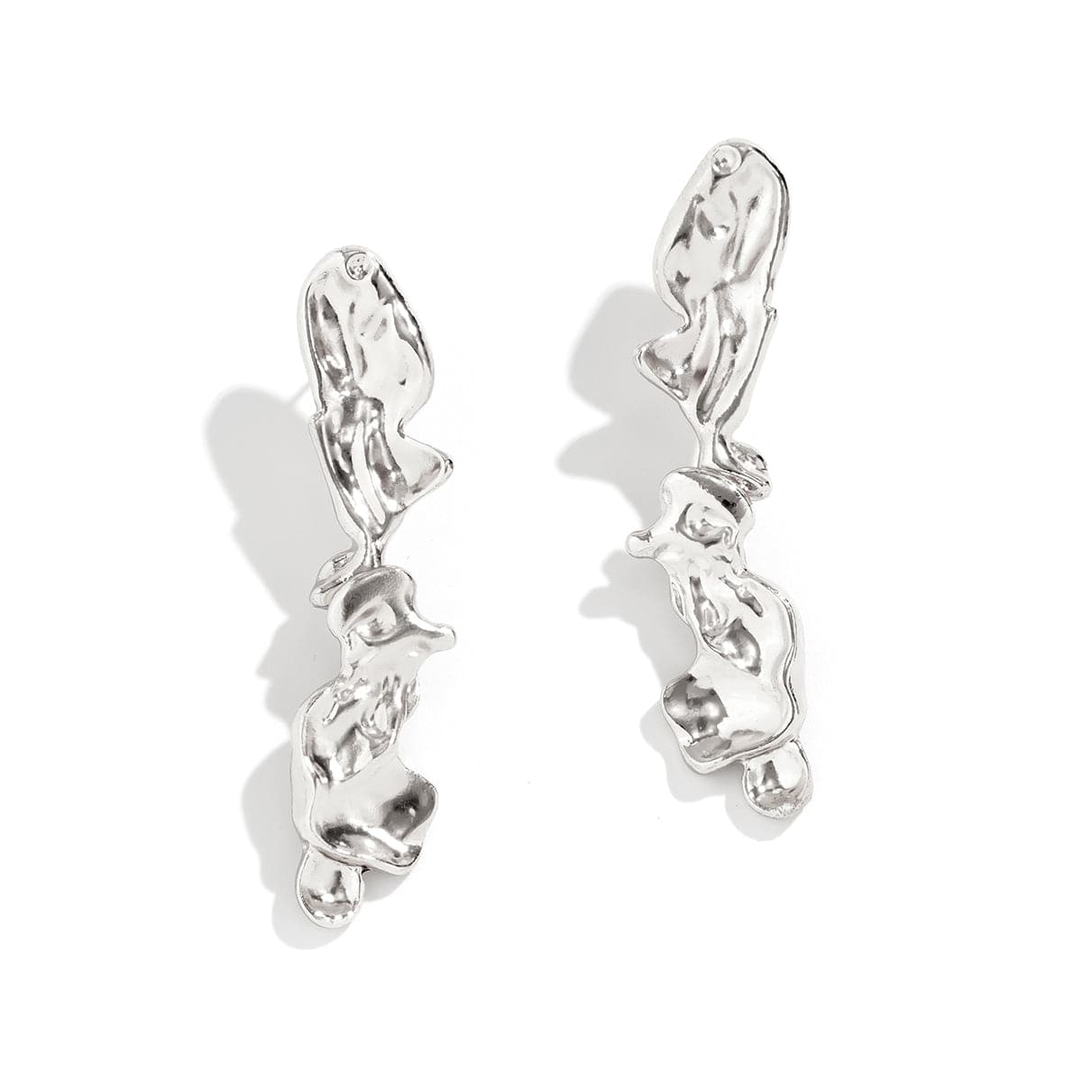 Geometric Gold Silver Plated Irregular Lava Earrings - ArtGalleryZen
