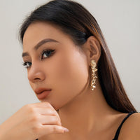 Thumbnail for Geometric Gold Silver Plated Irregular Lava Earrings - ArtGalleryZen
