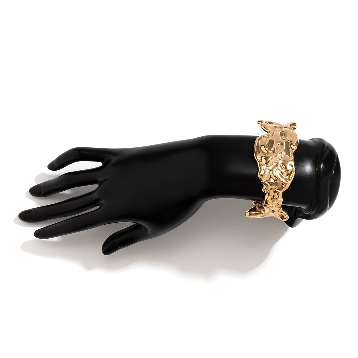 Geometric Gold Silver Plated Irregular Lava Open Cuff Bracelet - ArtGalleryZen