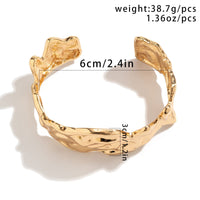 Thumbnail for Geometric Gold Silver Plated Irregular Lava Open Cuff Bracelet - ArtGalleryZen