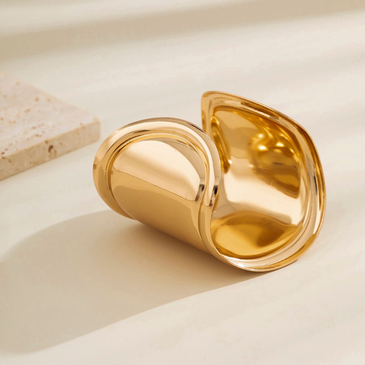 Geometric Gold Silver Plated Metallic Open Wide Cuff Bangle Bracelet - ArtGalleryZen