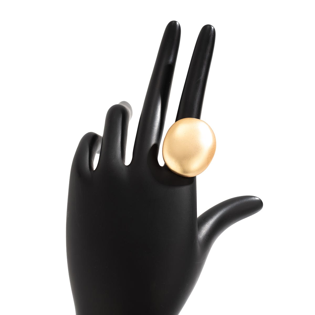 Geometric Gold Silver Plated Oval Disk Open Ring - ArtGalleryZen