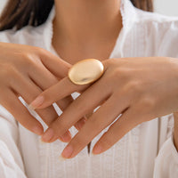 Thumbnail for Geometric Gold Silver Plated Oval Disk Open Ring - ArtGalleryZen
