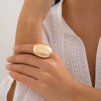 Thumbnail for Geometric Gold Silver Plated Oval Disk Open Ring - ArtGalleryZen
