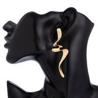 Thumbnail for Geometric Gold Silver Tone Curved Ribbon Earrings - ArtGalleryZen