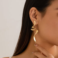 Thumbnail for Geometric Gold Silver Tone Curved Ribbon Earrings - ArtGalleryZen