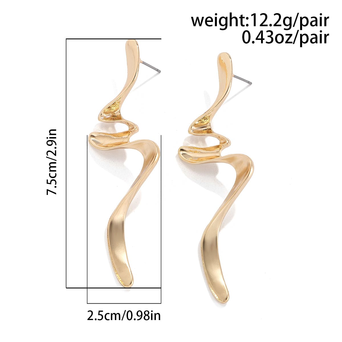 Geometric Gold Silver Tone Curved Ribbon Earrings - ArtGalleryZen