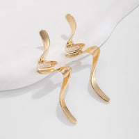 Thumbnail for Geometric Gold Silver Tone Curved Ribbon Earrings - ArtGalleryZen