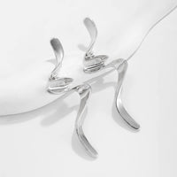 Thumbnail for Geometric Gold Silver Tone Curved Ribbon Earrings - ArtGalleryZen