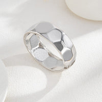 Thumbnail for Geometric Gold Silver Tone Cut Surface Bangle Bracelet - ArtGalleryZen