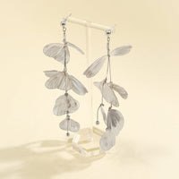 Thumbnail for Geometric Abstract Gold Silver Tone Leaf Pendant Earrings - ArtGalleryZen