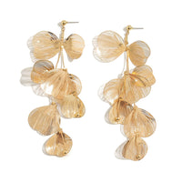 Thumbnail for Geometric Abstract Gold Silver Tone Leaf Pendant Earrings - ArtGalleryZen