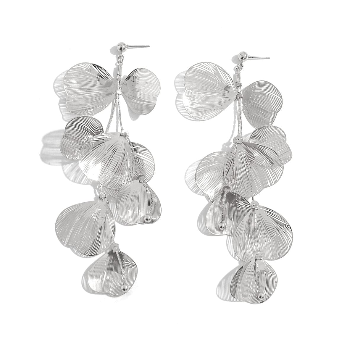 Geometric Abstract Gold Silver Tone Leaf Pendant Earrings - ArtGalleryZen