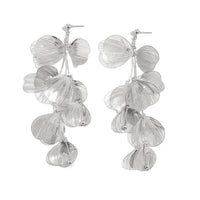 Thumbnail for Geometric Abstract Gold Silver Tone Leaf Pendant Earrings - ArtGalleryZen