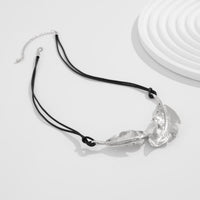 Thumbnail for Geometric Gold Silver Tone Feather Charm Wax Cord String Necklace - ArtGalleryZen
