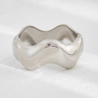 Thumbnail for Geometric Gold Silver Tone Glossy Wave Bangle Bracelet - ArtGalleryZen