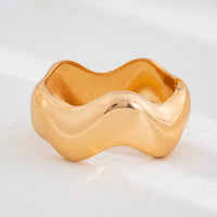 Thumbnail for Geometric Gold Silver Tone Glossy Wave Bangle Bracelet - ArtGalleryZen