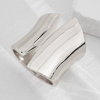 Thumbnail for Geometric Gold Silver Tone Glossy Wide Cuff Bangle Bracelet - ArtGalleryZen