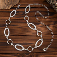 Thumbnail for Geometric Gold Silver Tone Hollow Oval Waist Chain - ArtGalleryZen