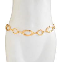 Thumbnail for Geometric Gold Silver Tone Hollow Oval Waist Chain - ArtGalleryZen