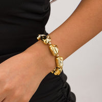 Thumbnail for Geometric Gold Silver Tone Irregular Beaded Bracelet - ArtGalleryZen