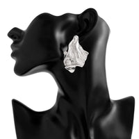 Thumbnail for Geometric Gold Silver Tone Irregular Pleated Stud Earrings - ArtGalleryZen