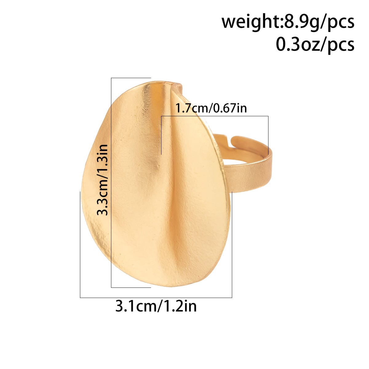 Geometric Gold Silver Tone Round Disk Curved Open Ring - ArtGalleryZen