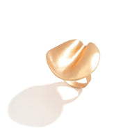 Thumbnail for Geometric Gold Silver Tone Round Disk Curved Open Ring - ArtGalleryZen