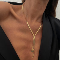 Thumbnail for Geometric Gold Silver Tone Snake Necklace - ArtGalleryZen