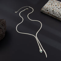 Thumbnail for Geometric Gold Silver Tone Snake Necklace - ArtGalleryZen