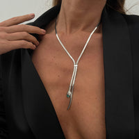 Thumbnail for Geometric Gold Silver Tone Snake Necklace - ArtGalleryZen