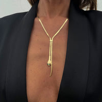 Thumbnail for Geometric Gold Silver Tone Snake Necklace - ArtGalleryZen