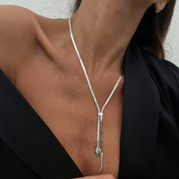 Thumbnail for Geometric Gold Silver Tone Snake Necklace - ArtGalleryZen
