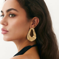 Thumbnail for Geometric Hollow Pleated Waterdrop Stud Earrings - ArtGalleryZen