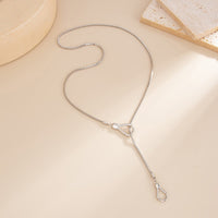 Thumbnail for Geometric Hollow Waterdrop Charm Y Necklace - ArtGalleryZen