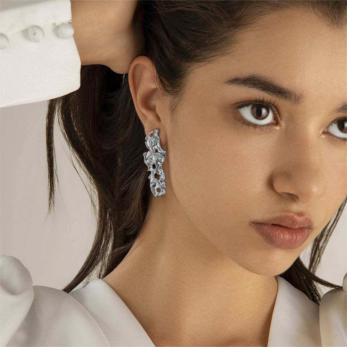 Geometric Irregular Abstract Lava Earrings - ArtGalleryZen
