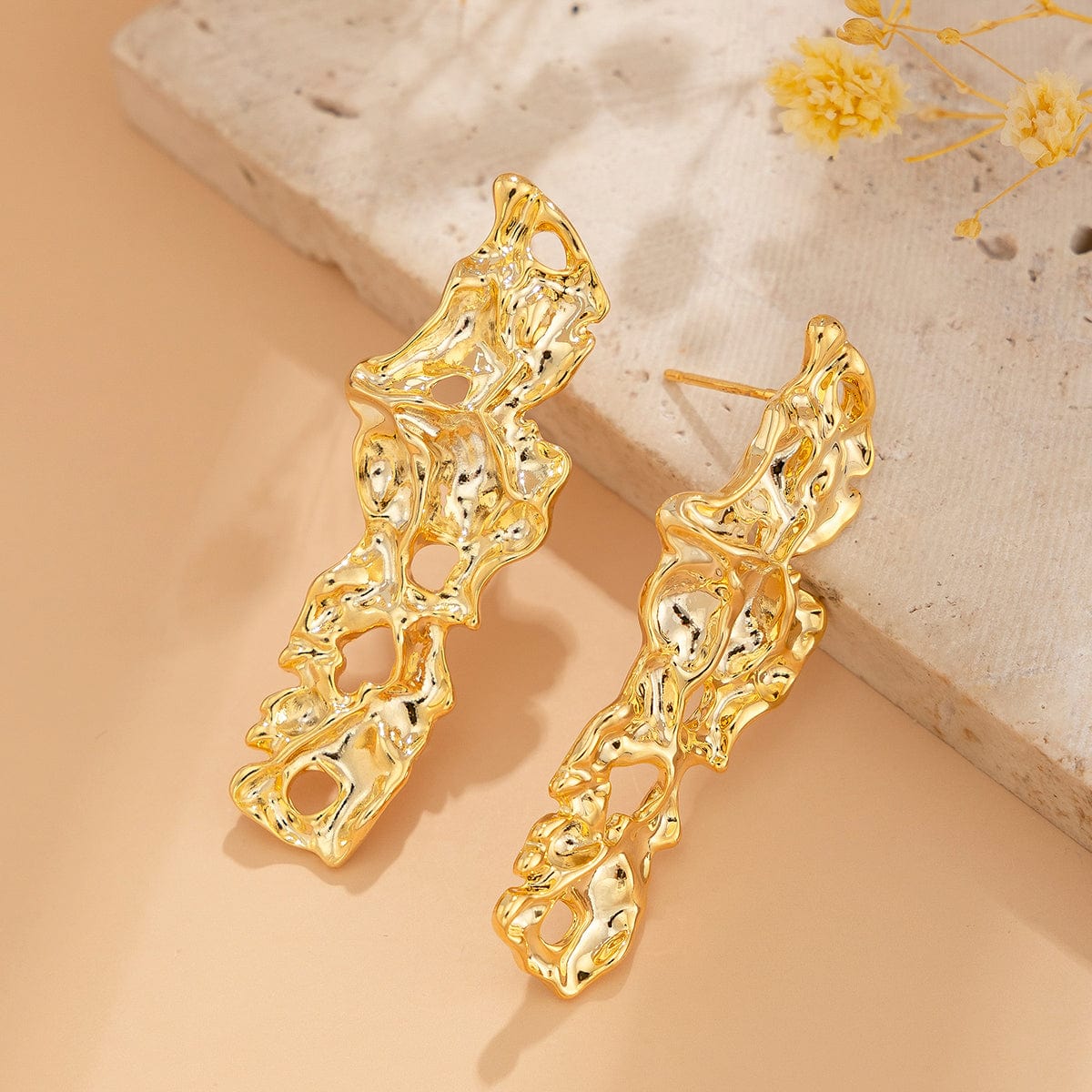 Geometric Irregular Abstract Lava Earrings - ArtGalleryZen