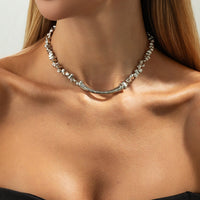 Thumbnail for Geometric Irregular Beaded Chain Choker Necklace Bracelet - ArtGalleryZen