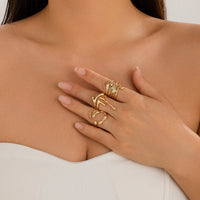 Thumbnail for Geometric Irregular Flow Lava Open Ring Set - ArtGalleryZen